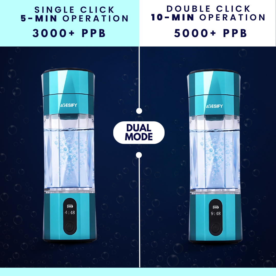 Portable hydrogen water bottle generating over 5000 PPB molecular hydrogen