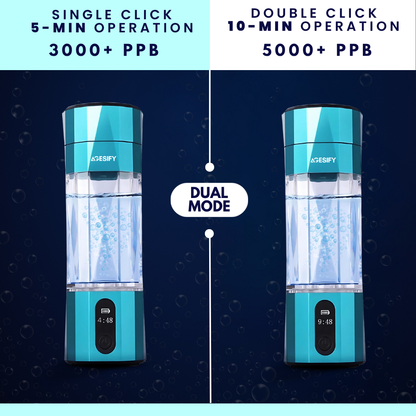 Portable hydrogen water bottle generating over 5000 PPB molecular hydrogen