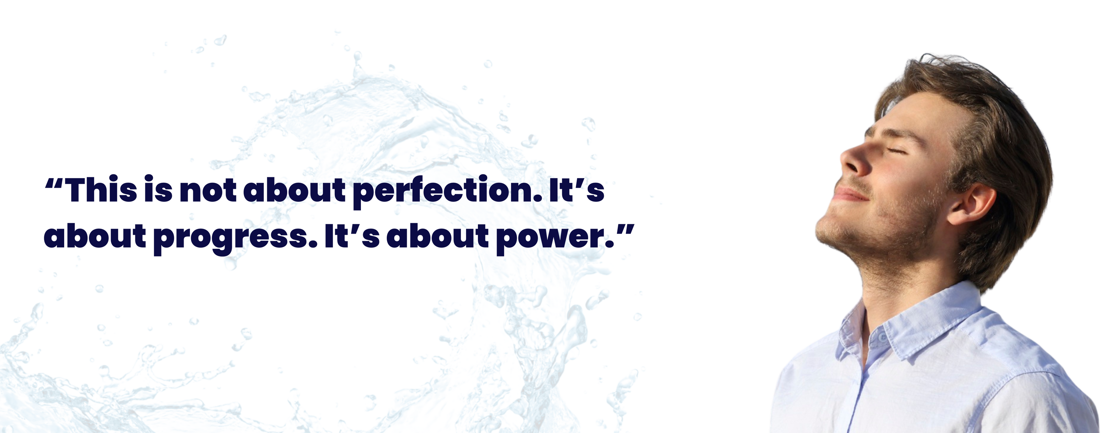 Man breathing fresh air with Agesify slogan about progress, power, and hydration wellness
